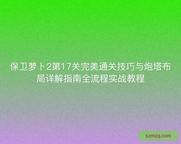 保卫萝卜2第17关完美通关技巧与炮塔布局详解指南全流程实战教程
