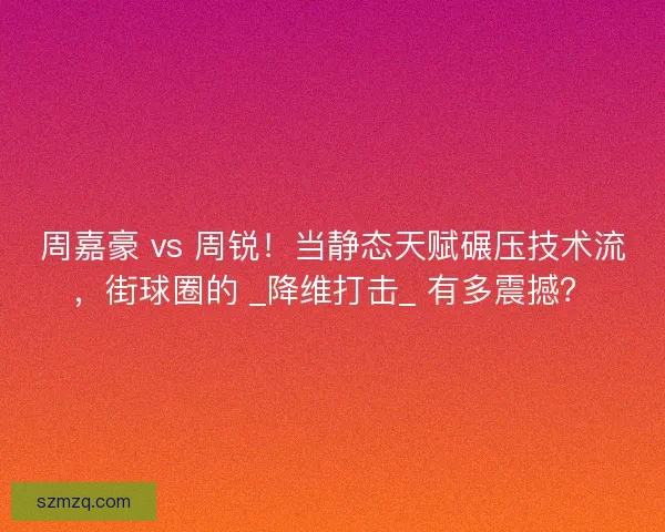 周嘉豪 vs 周锐！当静态天赋碾压技术流，街球圈的 _降维打击_ 有多震撼？