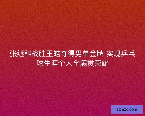 张继科战胜王皓夺得男单金牌 实现乒乓球生涯个人全满贯荣耀